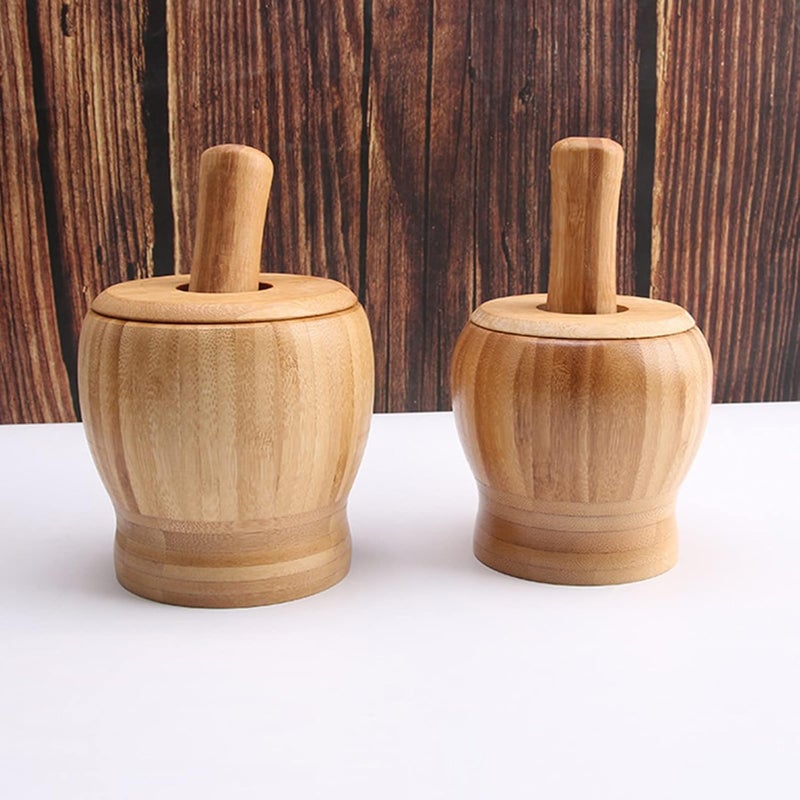 Large Mortar And Pestle Set With Lid For Grinding Garlic Spices Nuts Kitchen Tool - Image 4